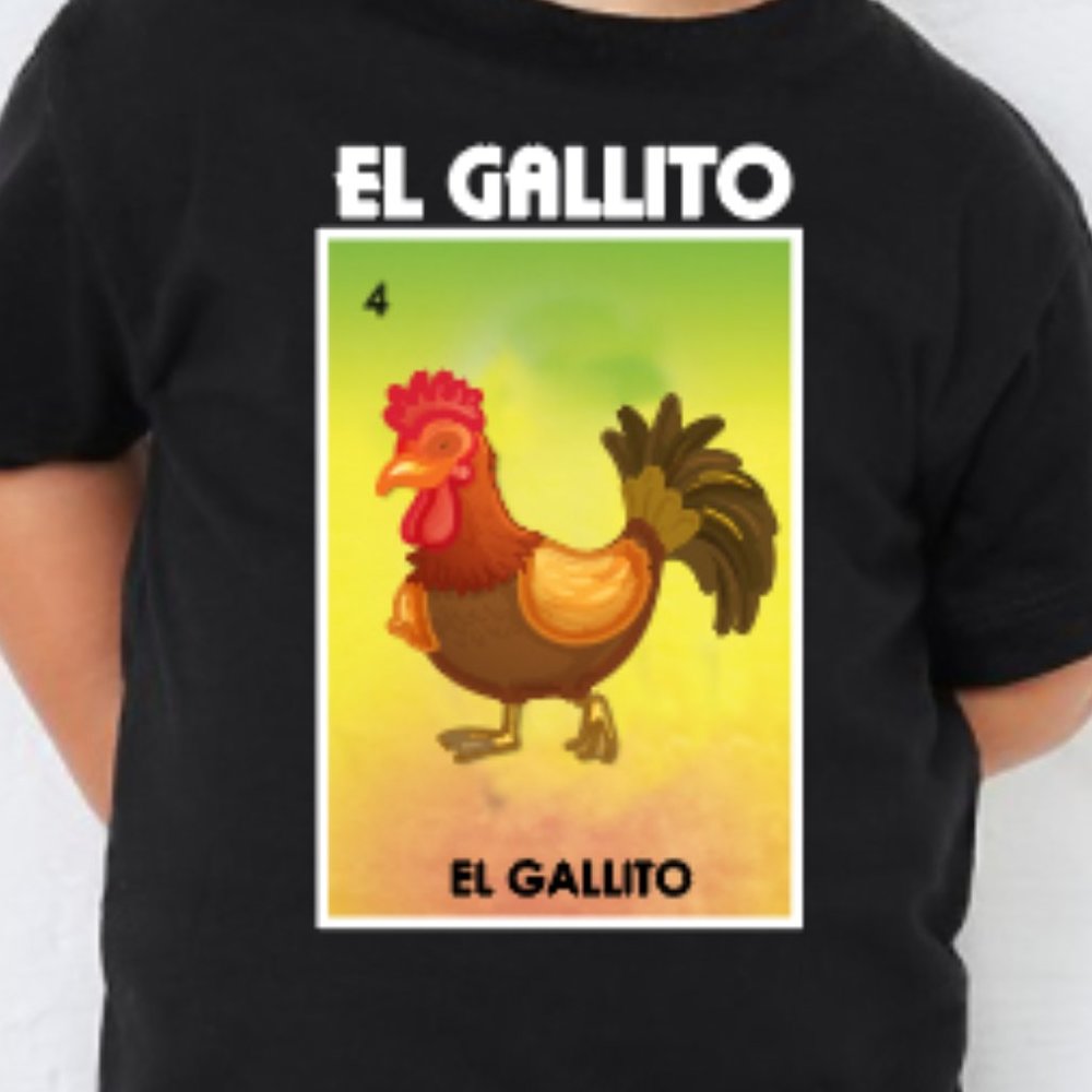 El Gallito Mexican Loteria T-Shirt Black